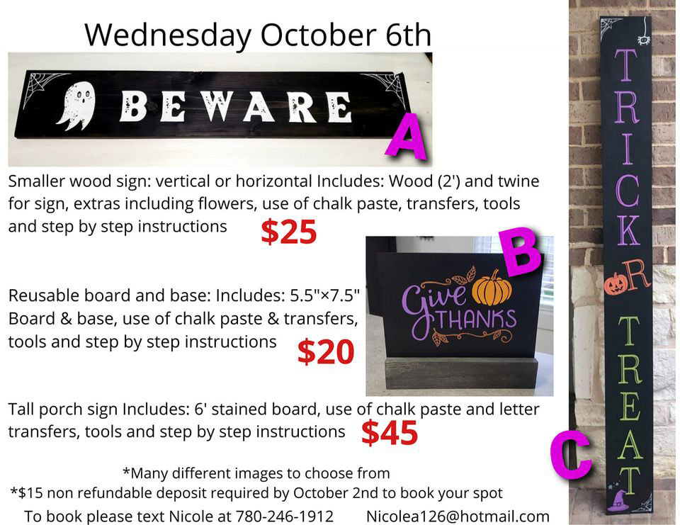 Chalk Foxy's Halloween Wood Sign Night