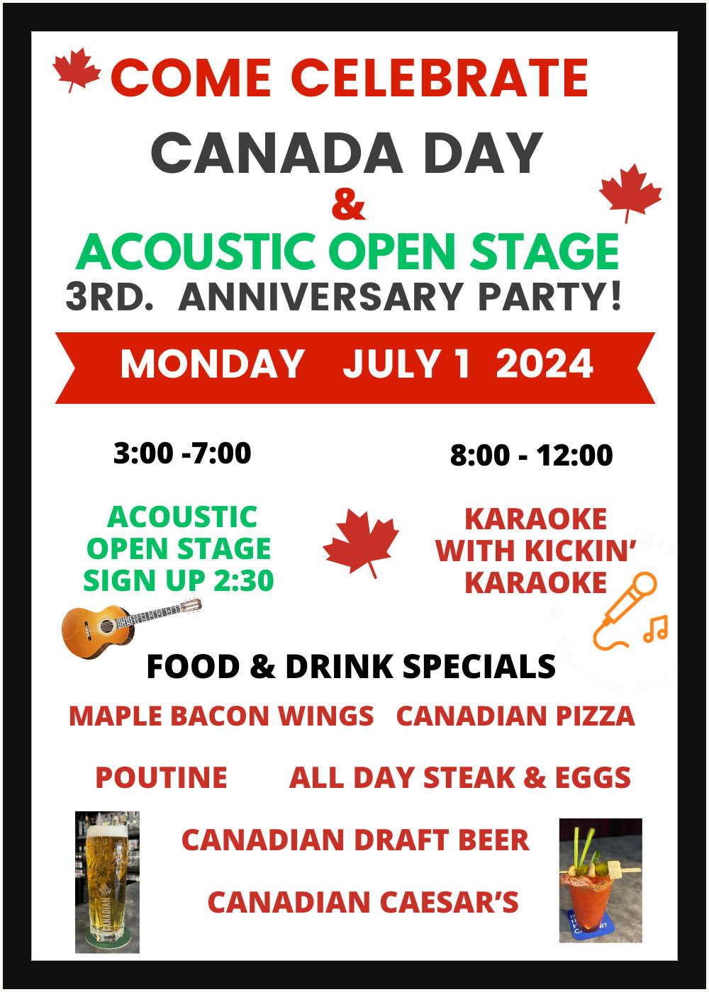 Canada Day Acoustic 3rd Year Anniversary & Karaoke Party