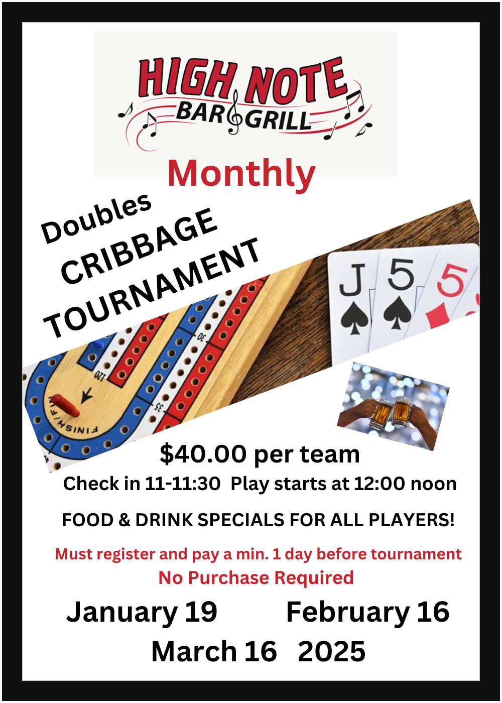 January 19, 2025: Cribbage Tournament